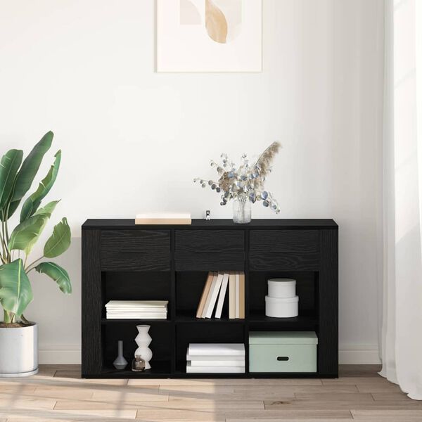 vidaXL Sideboard med l&aring;da Svart Ek 100 x 30 x 59,5 cm Konstruerat tr&auml;
