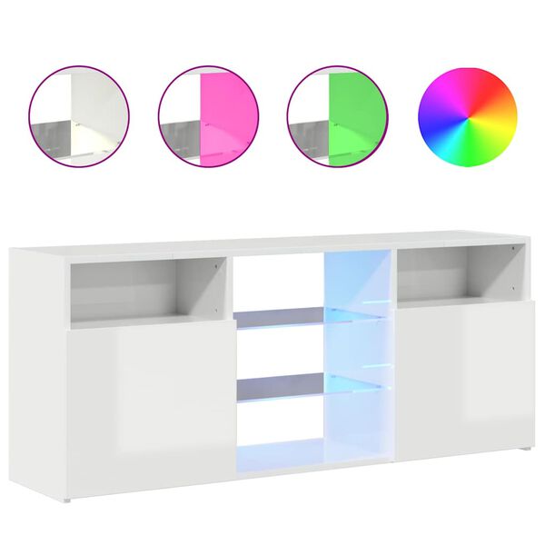 vidaXL TV-b&auml;nk med LED-belysning vit h&ouml;gglans 120x30x50 cm