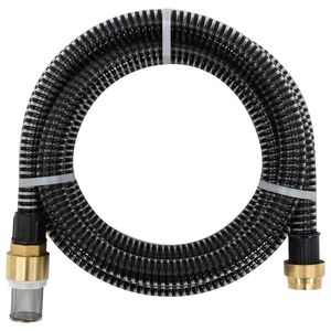 vidaXL Sugslang med kopplingar m&auml;ssing svart 1,1" 3 m PVC