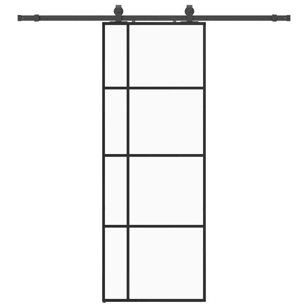 vidaXL Skjutd&ouml;rr med beslag svart 76x205 cm ESG-glas
