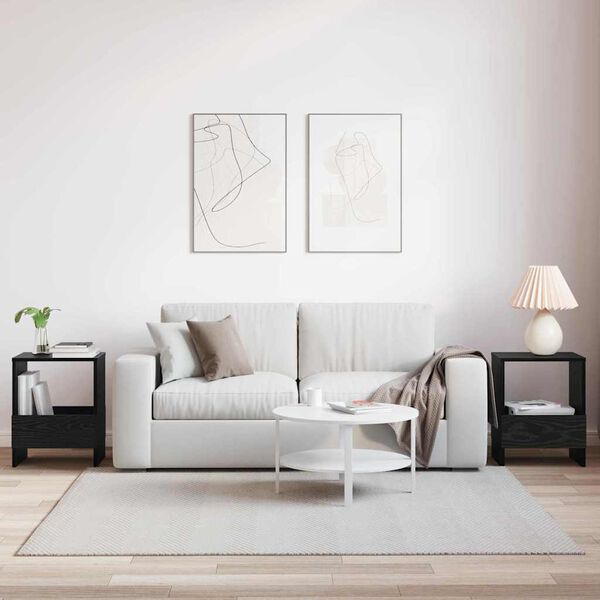 vidaXL Tidningshylla 2 pcs Svart Ek 35 x 30 x 45 cm