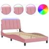 vidaXL Bed Frame with LED without Mattress "Hanko" Pink 100x200 cm Velvet