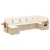 vidaXL Matgrupp f&ouml;r tr&auml;dg&aring;rden med dynor 7 delar beige konstrotting
