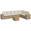 vidaXL Matgrupp f&ouml;r tr&auml;dg&aring;rden med dynor 8 delar beige konstrotting