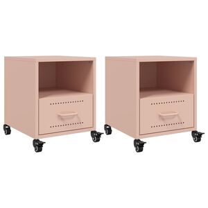 vidaXL S&auml;ngbord 2 st rosa 36x39x43,5 cm st&aring;l