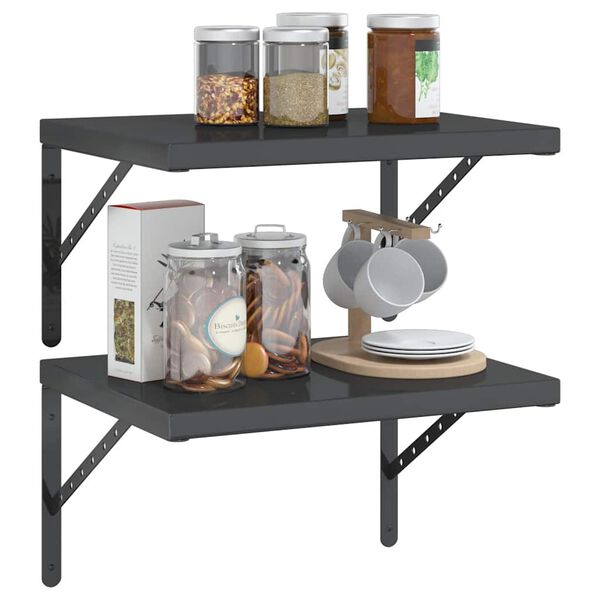 vidaXL Vägghyllor 2 st 50x40x3 cm svart rostfritt stål