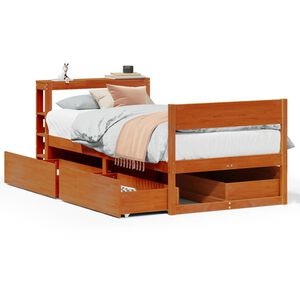 vidaXL S&auml;ngram utan madrass vaxbrun 75x190 cm massiv furu