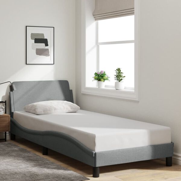 vidaXL Bed Frame "Dover" Light Grey 90x190 cm Fabric