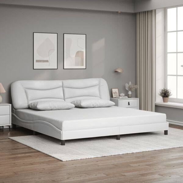 vidaXL Bed Frame without Mattress "Hvar" White 200x200 cm Faux Leather