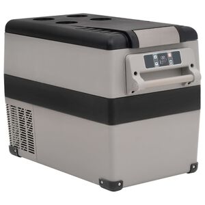 vidaXL Kylbox med handtag 55 L svart och gr&aring; PP & PE