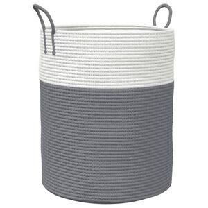 vidaXL F&ouml;rvaringskorg gr&aring; och vit &Oslash;38x46 cm bomull