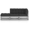 vidaXL Loungegrupp med dynor 3 delar massiv furu