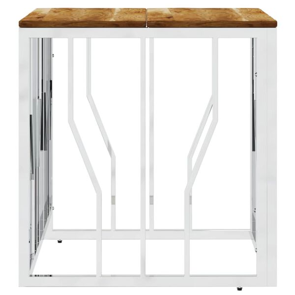 vidaXL Soffbord silver rostfritt stål och massivt återvunnet trä