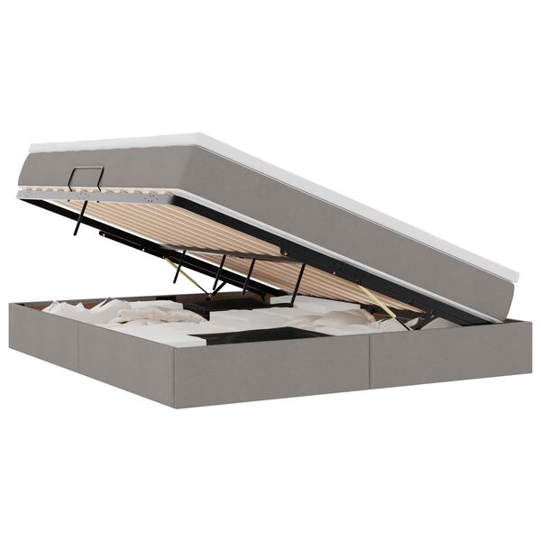 vidaXL Förvaringssäng med madrass Taupe 180 x 200 cm Polyester