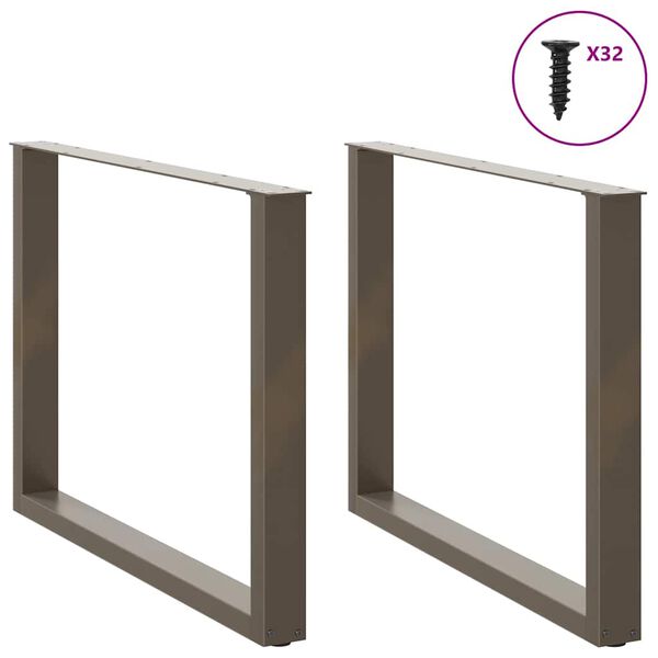 vidaXL Matbordsben U-formade 2 st naturst&aring;l 100x(72-73) cm st&aring;l