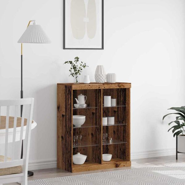 vidaXL LED-sido bord Gammalt tr&auml; 41 x 37 x 100 cm Konstruerat tr&auml;