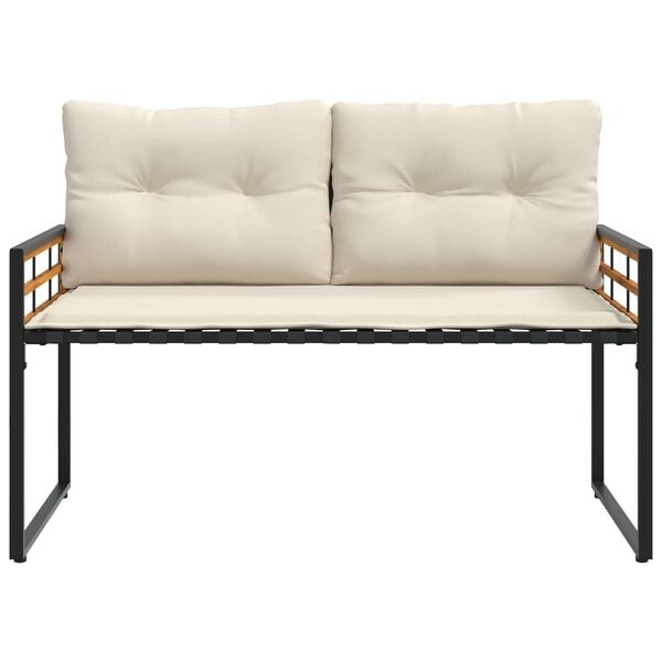 vidaXL Trälagerssoffa med kudde Enfärgad Kräm 114 x 55 x 77 cm