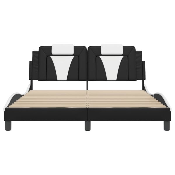 vidaXL Bed Frame "Viana" without Mattress Black and White 160x200 cm Faux Leather
