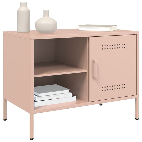 vidaXL Tv-bänk 2 st rosa 68x39x50,5 cm stål