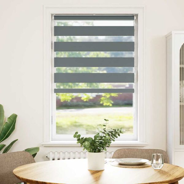 vidaXL Rullgardin zebra mörkgrå 75x100 cm tyg bredd 70,9 cm polyester