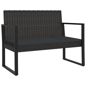 vidaXL Tr&auml;dg&aring;rdsb&auml;nk med dynor svart 106 cm konstrotting