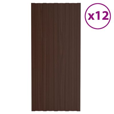 vidaXL Takprofiler 12 st galvaniserat stål brun 100x45 cm