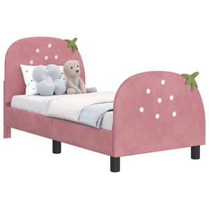 vidaXL S&auml;ngram f&ouml;r sm&aring;barn med huvudgavel Rosa 70 x 140 cm Sammet