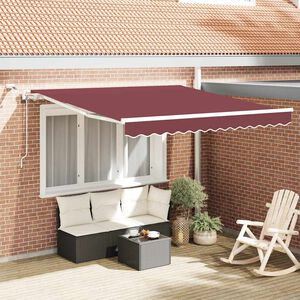 vidaXL Markis automatiskt inf&auml;llbar med LED vinr&ouml;d 300x250 cm