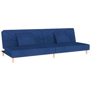 vidaXL B&auml;ddsoffa 2-sits med tv&aring; kuddar bl&aring; tyg