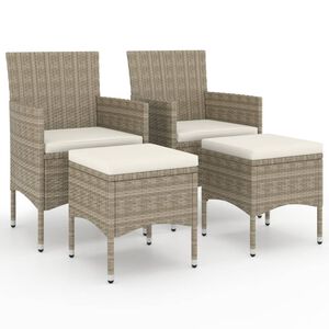 vidaXL Tr&auml;dg&aring;rdsstolar och pallar 4 delar konstrotting beige