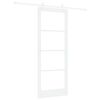 vidaXL Skjutd&ouml;rr 83 x 211 cm Massivt talltr&auml; och glas Vit