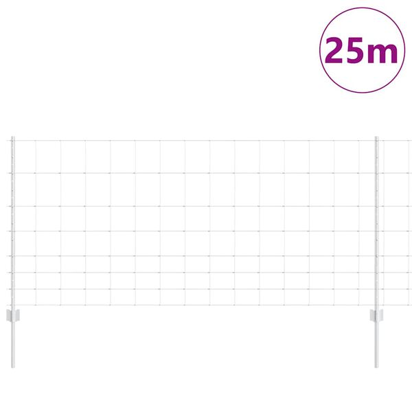 vidaXL St&auml;ngsel med stolpe Silver 1 x 25 m St&aring;l
