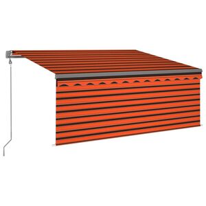 vidaXL Manuell inf&auml;llbar markis med rullgardin LED 3x2,5m orange/brun