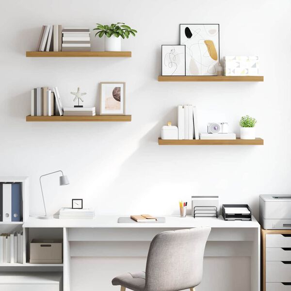 vidaXL V&auml;gg hylla 4 pcs Brun 90 x 23,5 x 4 cm Konstruerat tr&auml;