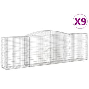 vidaXL Gabioner b&aring;gformade 9 st 400x50x120/140 cm galvaniserat j&auml;rn