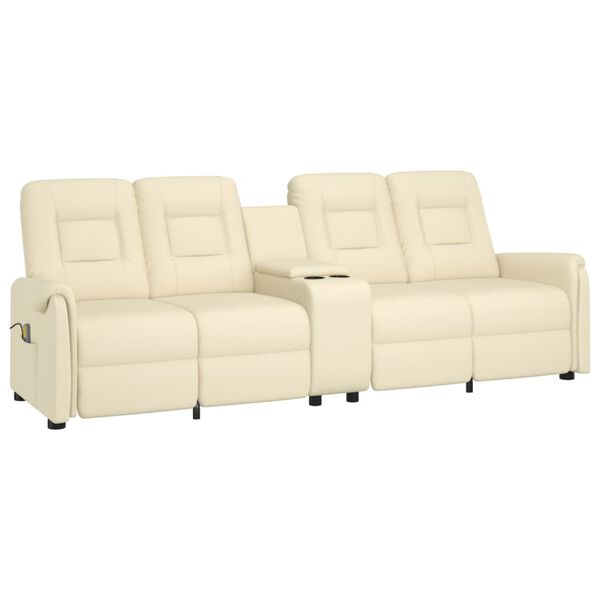 vidaXL Massagefåtölj med kopphållare 4-sits gräddvit