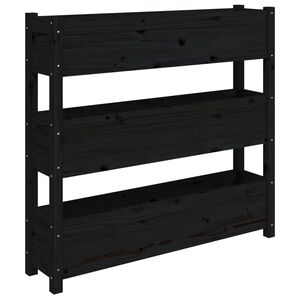 vidaXL Odlingsl&aring;da svart 112x25x104,5 cm massiv furu
