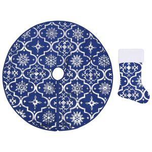 vidaXL Julgranskrage lyxig med bl&aring; strumpa 90 cm tyg