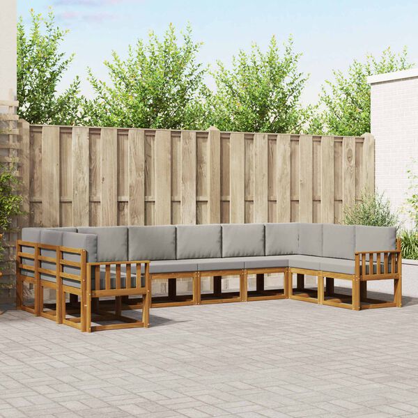 vidaXL Utomhussoffset med kudde 10 pcs Naturlig och Ljus Gr&aring;