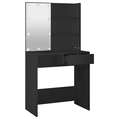 vidaXL Sminkbord med LED svart 74,5x40x141 cm