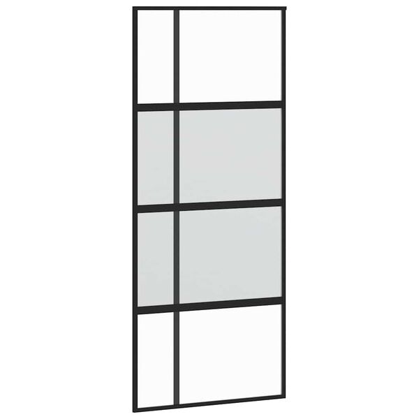 vidaXL Skjutd&ouml;rr svart 90x205 cm h&auml;rdat glas och aluminium