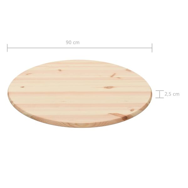 vidaXL Bordsskiva naturlig furu rund 25 mm 90 cm