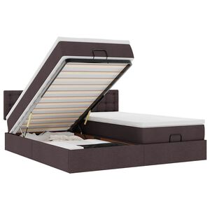 vidaXL Ottoman s&auml;ngram med madrasser m&ouml;rkbrun 160x200 cm tyg