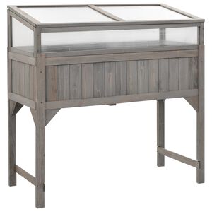 vidaXL Upph&ouml;jd odlingsb&auml;dd med v&auml;xthus 110x54x120 cm massivt grantr&auml;