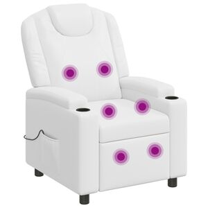 vidaXL Reclinerf&aring;t&ouml;lj med massage Vit 75 x 95 x 106 cm Tyg