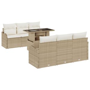 vidaXL Tr&auml;dg&aring;rdsoffset 7 pcs Beige 100 x 55 x 73 cm Poly rattan