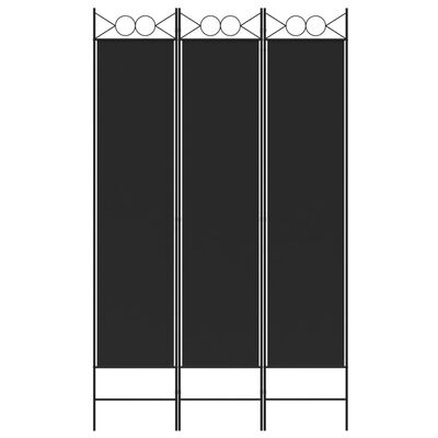 vidaXL Rumsavdelare 3 paneler 120x200 cm svart tyg