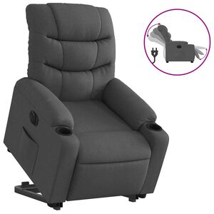 vidaXL Elektrisk reclinerf&aring;t&ouml;lj med uppresningshj&auml;lp m&ouml;rkgr&aring; tyg