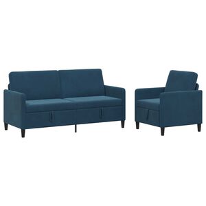 vidaXL Soffgrupp med f&ouml;rvaring 2 st Bl&aring; Polyester