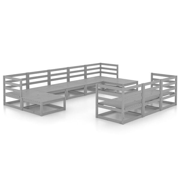 vidaXL Loungegrupp f&ouml;r tr&auml;dg&aring;rden 10 delar massiv furu